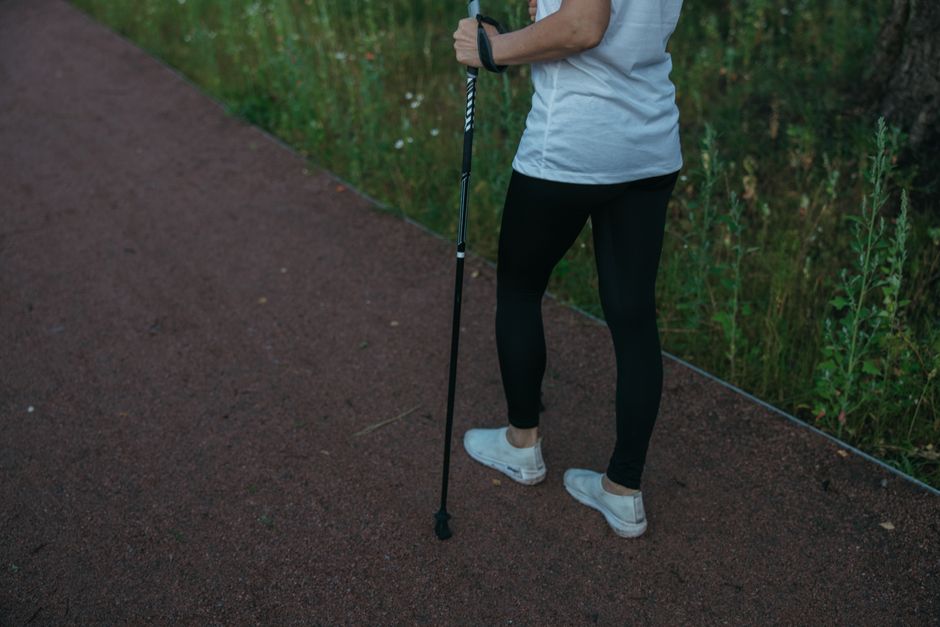 Patient walking during early recovery from gallbladder surgery