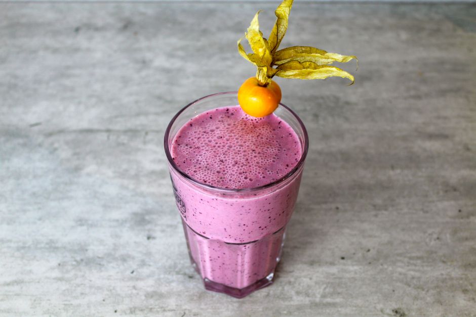 Protein shake in a glass representing the post-bypass liquid diet stage
