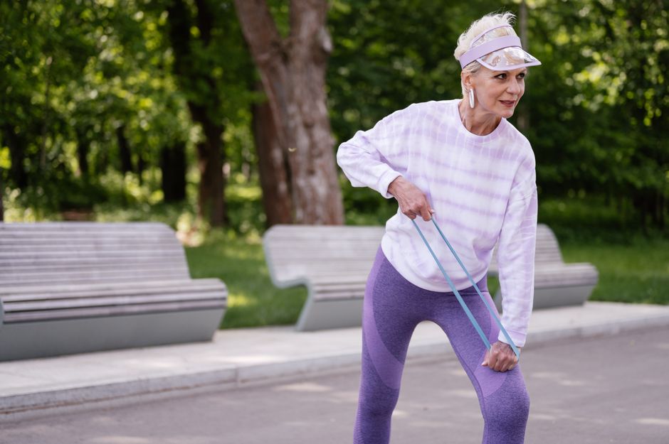 Woman exercising outdoors enjoying an active healthy lifestyle