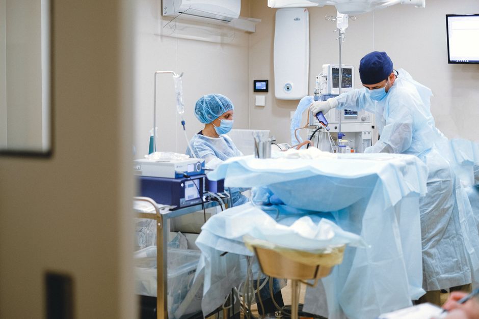Endoscopy procedure taking place in a medical room