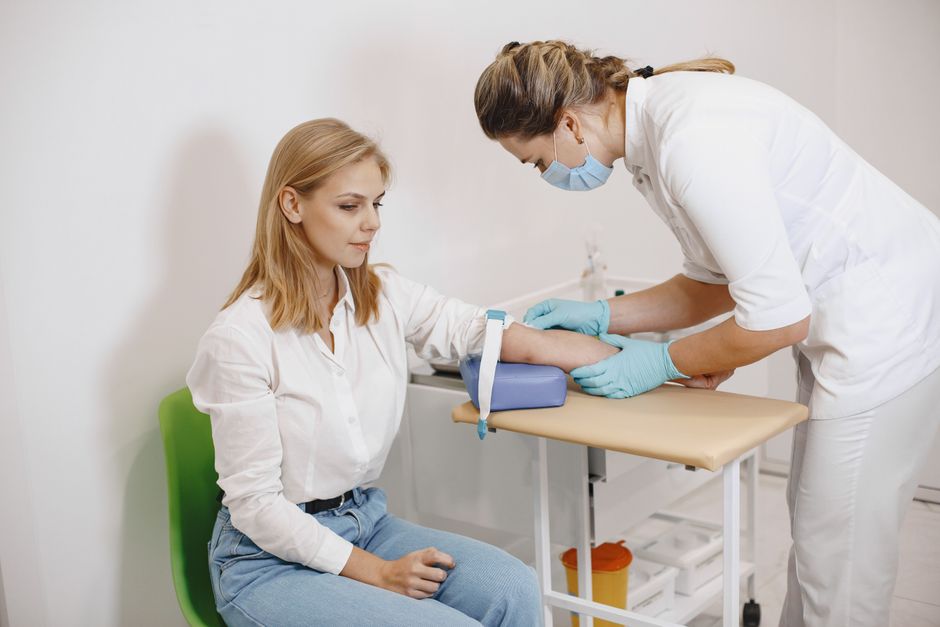 Doctor and patient talking in a clinic office